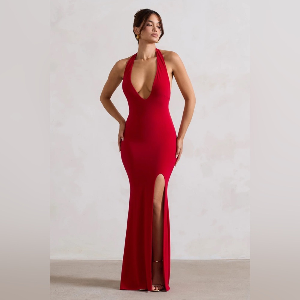 Club L london red backless maxi dress NWOT